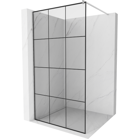 Mexen Kioto Walk-in Shower Wall 110 x 200 cm, Black Grid 8 mm, Chrome - 800-110-101-01-77