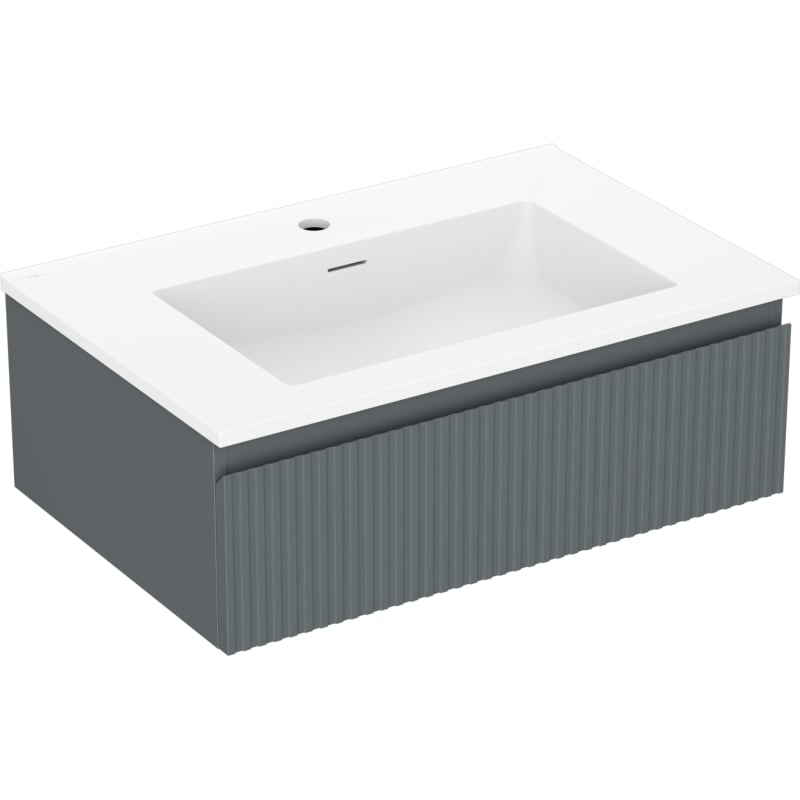 Mexen Rivel szafka łazienkowa 70 cm z umywalką Otis, 1 szuflada, ryflowana , grafit mat/biała mat - 91A20-07023-1-BF66-W18M01