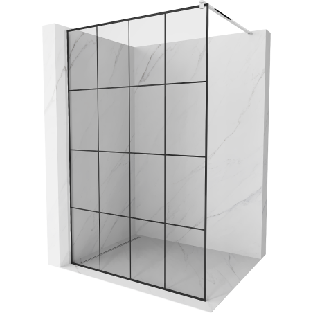 Mexen Kioto ścianka prysznicowa Walk-in 140 x 200 cm, czarna kratka 8 mm, chrom - 800-140-101-01-77