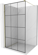 Mexen Kioto parede de chuveiro Walk-in 100 x 200 cm, grade preta 8 mm, dourada - 800-100-101-50-77