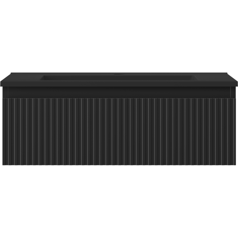 Mexen Rivel mobile da bagno 70 cm con lavabo Otis, 1 cassetto, scanalato, nero opaco - 91A20-07023-1-BF71-W18M71