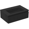 Mexen Rivel Badezimmerschrank 70 cm mit Waschbecken Otis, 1 Schublade, geriffelt, schwarz matt - 91A20-07023-1-BF71-W18M71