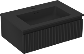 Mexen Rivel mobile da bagno 70 cm con lavabo Otis, 1 cassetto, scanalato, nero opaco - 91A20-07023-1-BF71-W18M71