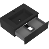 Mexen Rivel Badezimmerschrank 70 cm mit Waschbecken Otis, 1 Schublade, geriffelt, schwarz matt - 91A20-07023-1-BF71-W18M71