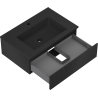 Mexen Rivel meuble de salle de bain 70 cm avec lavabo Otis, 1 tiroir, rainuré, noir mat - 91A20-07023-1-BF71-W18M71
