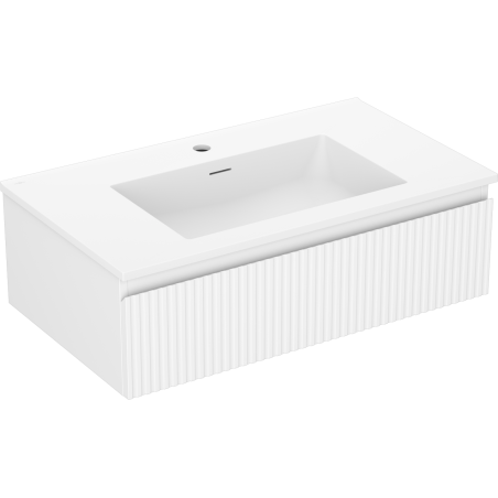 Mexen Rivel 80 cm Badezimmerunterschrank mit Waschbecken Otis, 1 Schublade, geriffelt, weiß matt - 91A20-08023-1-BF01-W18M01