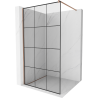 Mexen Kioto mampara de ducha Walk-in 100 x 200 cm, cuadrícula negra 8 mm, oro rosado - 800-100-101-60-77