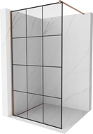 Mexen Kioto Duschwand Walk-in 110 x 200 cm, schwarzes Gitter 8 mm, Roségold - 800-110-101-60-77