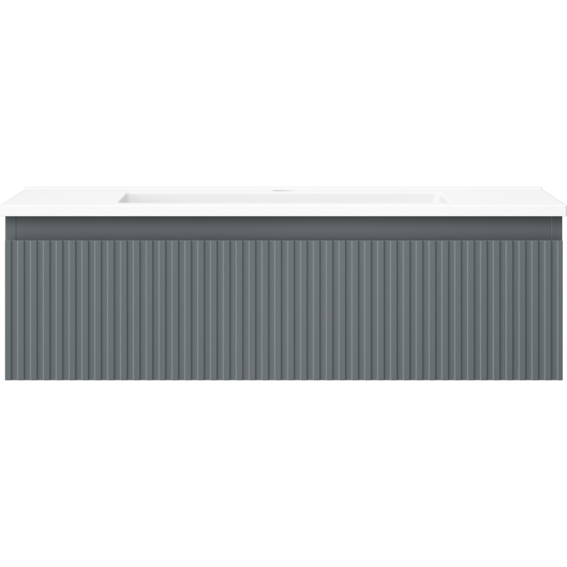 Mexen Rivel badkamerkast 80 cm met wastafel Otis, 1 lade, geribbeld, grafiet mat/wit mat - 91A20-08023-1-BF66-W18M01