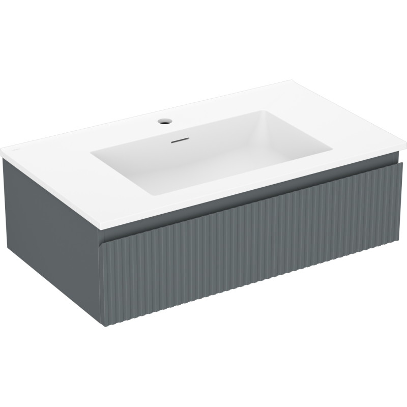 Mexen Rivel armario de baño de 80 cm con lavabo Otis, 1 cajón, estriado, grafito mate/blanco mate - 91A20-08023-1-BF66-W18M01