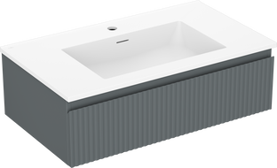 Mexen Rivel Buedzëmmer Kabinet 80 cm mat Umiwwel Otis, 1 Schublaad, geribbelt, Grafit Matt/Wäiss Matt