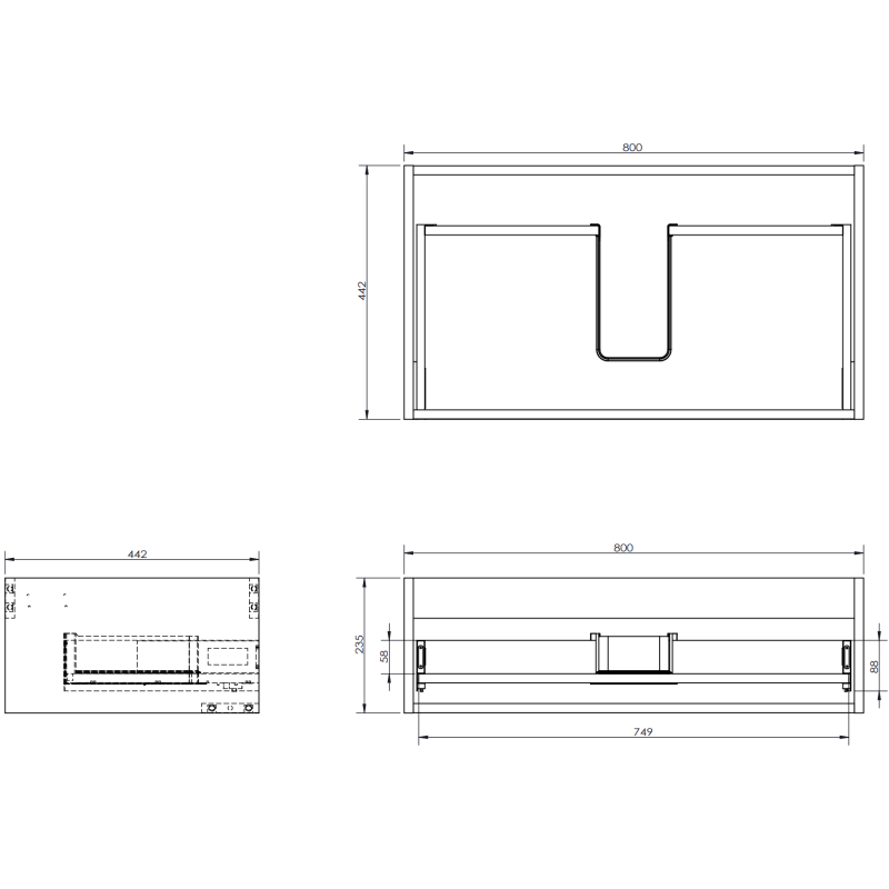 Mexen Rivel szafka łazienkowa 80 cm z umywalką Otis, 1 szuflada, ryflowana , grafit mat/biała mat - 91A20-08023-1-BF66-W18M01