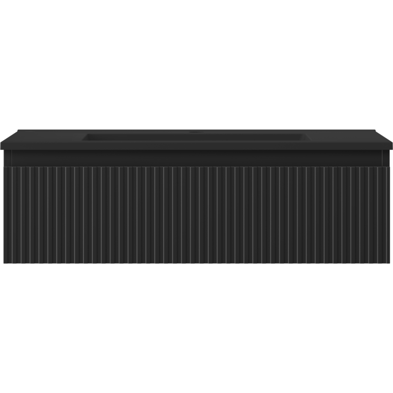 Mexen Rivel gabinete de baño 80 cm con lavabo Otis, 1 cajón, ranurado, negro mate - 91A20-08023-1-BF71-W18M71