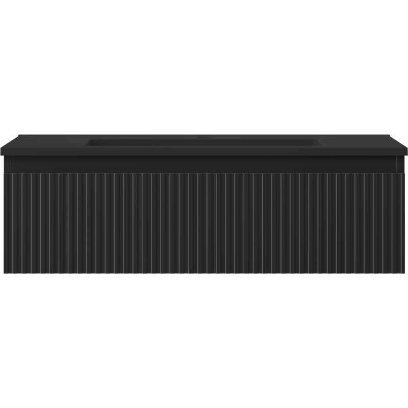 Mexen Rivel meuble de salle de bain 80 cm avec lavabo Otis, 1 tiroir, rainuré, noir mat - 91A20-08023-1-BF71-W18M71