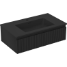 Mexen Rivel Badezimmerschrank 80 cm mit Waschbecken Otis, 1 Schublade, geriffelt, schwarz matt - 91A20-08023-1-BF71-W18M71