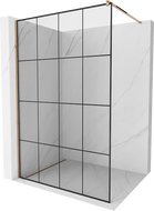 Mexen Kioto mampara de ducha Walk-in 140 x 200 cm, enrejado negro 8 mm, oro rosa - 800-140-101-60-77
