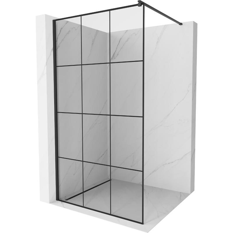 Mexen Kioto panel de ducha Walk-in 120 x 200 cm, cuadrícula negra 8 mm, negro - 800-120-101-70-77