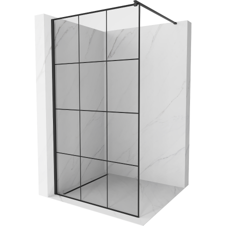 Mexen Kioto Duschwand Walk-in 120 x 200 cm, schwarzes Gitter 8 mm, schwarz - 800-120-101-70-77