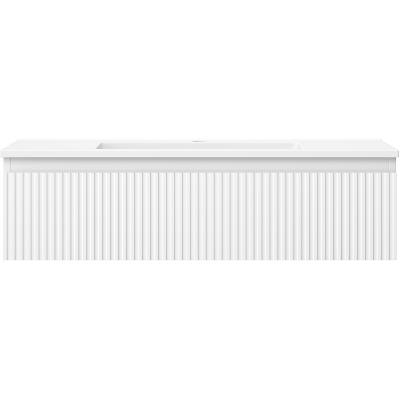 Mexen Rivel 90 cm Badezimmerschrank mit Waschbecken Otis, 1 Schublade, geriffelt, weiß matt - 91A20-09023-1-BF01-W18M01