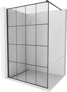 Mexen Kioto ścianka prysznicowa Walk-in 140 x 200 cm, transparent/czarny wzór 8 mm, czarna - 800-140-101-70-77
