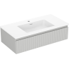 Mexen Rivel badkamerkast 90 cm met Otis wastafel, 1 lade, gegroefd, grijs mat/wit mat - 91A20-09023-1-BF62-W18M01