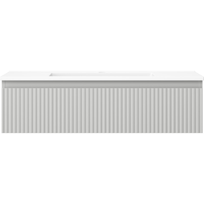 Mexen Rivel armoire de salle de bain 90 cm avec lavabo Otis, 1 tiroir, rainurée, gris mat/blanc mat - 91A20-09023-1-BF62-W18M01