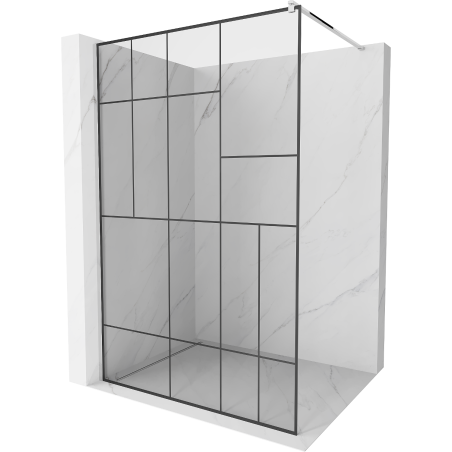Mexen Kioto Duschvägg Walk-in 90 x 200 cm, svart mönster 8 mm, krom - 800-090-101-01-78