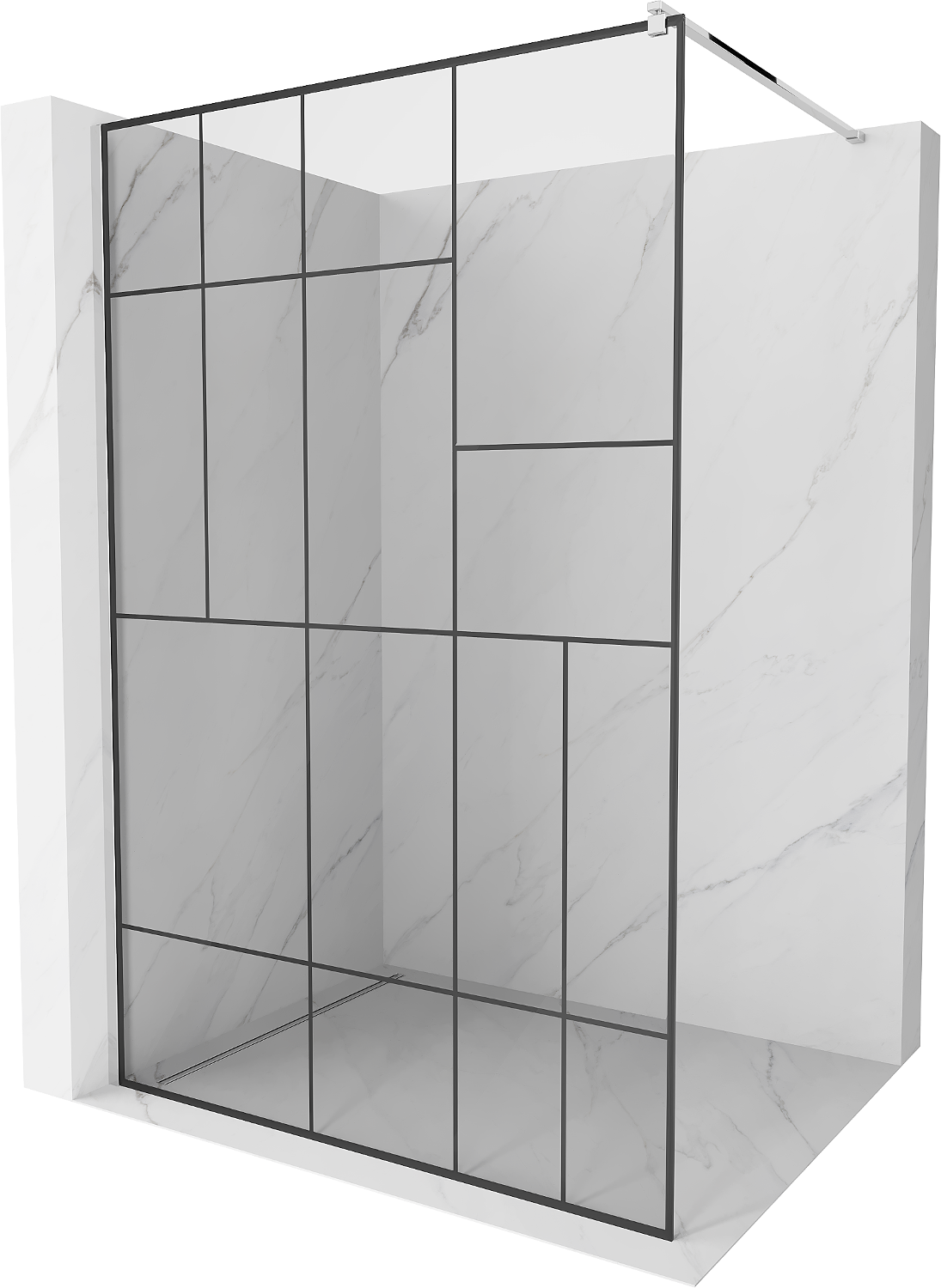 Mexen Kioto ścianka prysznicowa Walk-in 110 x 200 cm, czarny wzór 8 mm, chrom - 800-110-101-01-78