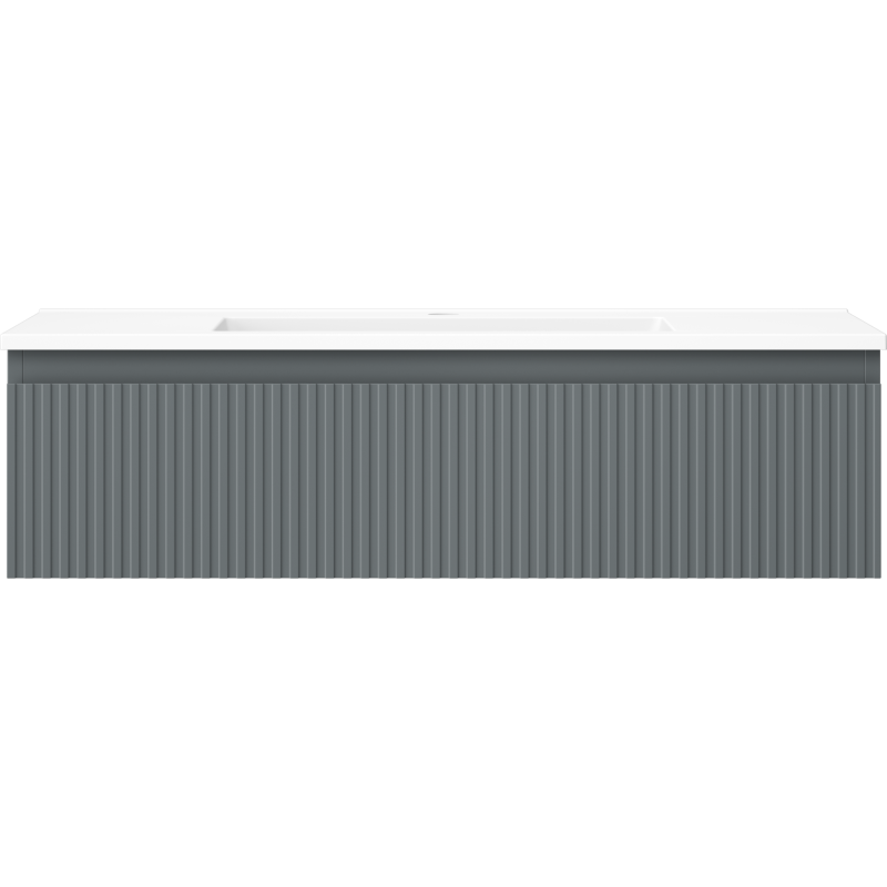 Mexen Rivel badkamerkast 90 cm met wastafel Otis, 1 lade, geribbeld, grafiet mat/wit mat - 91A20-09023-1-BF66-W18M01