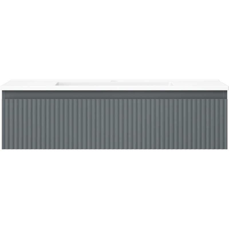 Mexen Rivel szafka łazienkowa 90 cm z umywalką Otis, 1 szuflada, ryflowana , grafit mat/biała mat - 91A20-09023-1-BF66-W18M01