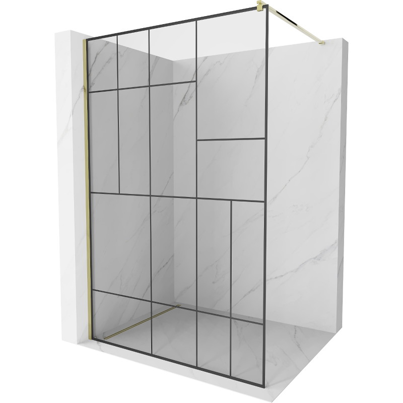 Mexen Kioto dušisein Walk-in 120 x 200 cm, must muster 8 mm, kuldne - 800-120-101-50-78