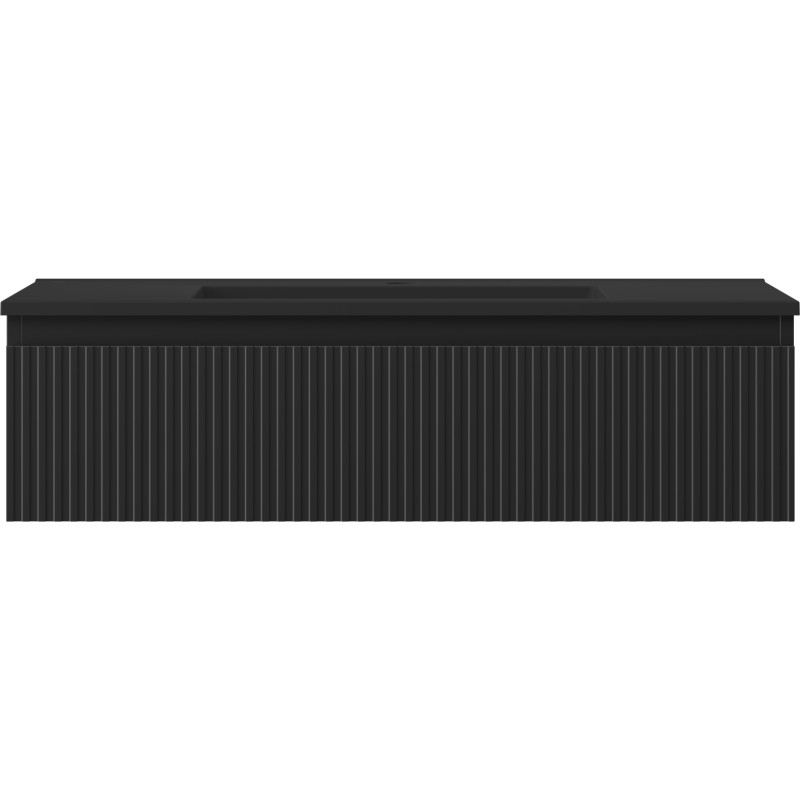 Mexen Rivel mobile bagno 90 cm con lavabo Otis, 1 cassetto, scanalato, nero opaco - 91A20-09023-1-BF71-W18M71