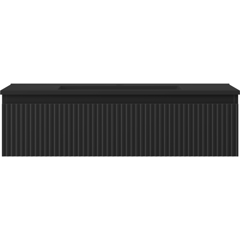 Mexen Rivel mobiletto da bagno 90 cm con lavabo Otis, 1 cassetto, scanalato, nero opaco - 91A20-09023-1-BF71-W18M71