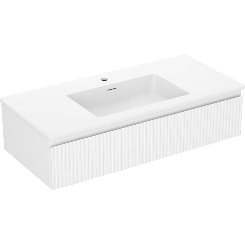 Mexen Rivel vannitoakapp 100 cm valamu Otis, 1 sahtel, sooneline, valge matt - 91A20-10023-1-BF01-W18M01