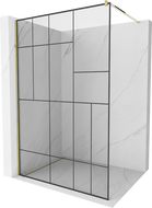 Mexen Kioto ścianka prysznicowa Walk-in 140 x 200 cm, czarny wzór 8 mm, złota - 800-140-101-50-78