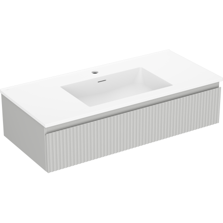 Mexen Rivel armario de baño de 100 cm con lavabo Otis, 1 cajón, acanalado, gris mate/blanco mate - 91A20-10023-1-BF62-W18M01