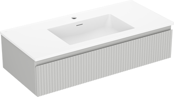 Mexen Rivel armario de baño de 100 cm con lavabo Otis, 1 cajón, acanalado, gris mate/blanco mate - 91A20-10023-1-BF62-W18M01