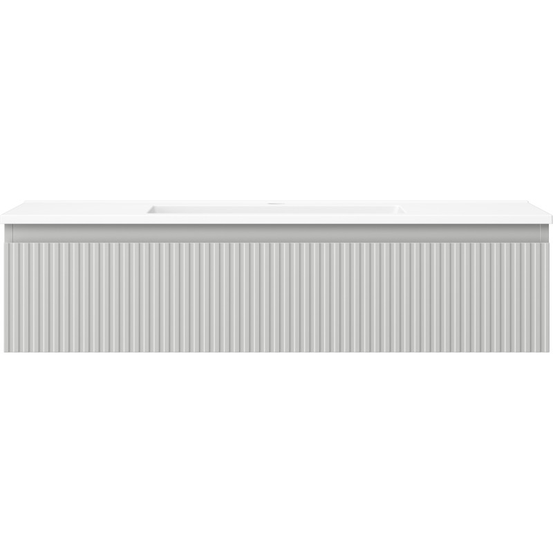 Mexen Rivel armario de baño de 100 cm con lavabo Otis, 1 cajón, acanalado, gris mate/blanco mate - 91A20-10023-1-BF62-W18M01