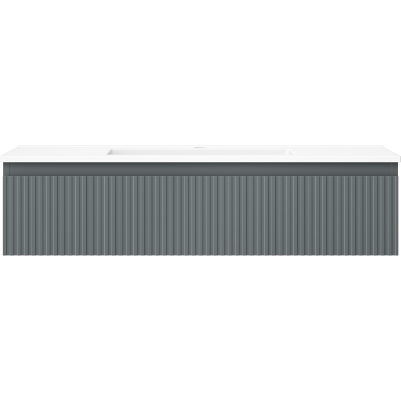 Mexen Rivel badkamerkast 100 cm met wastafel Otis, 1 lade, geribbeld, grafiet mat/wit mat - 91A20-10023-1-BF66-W18M01