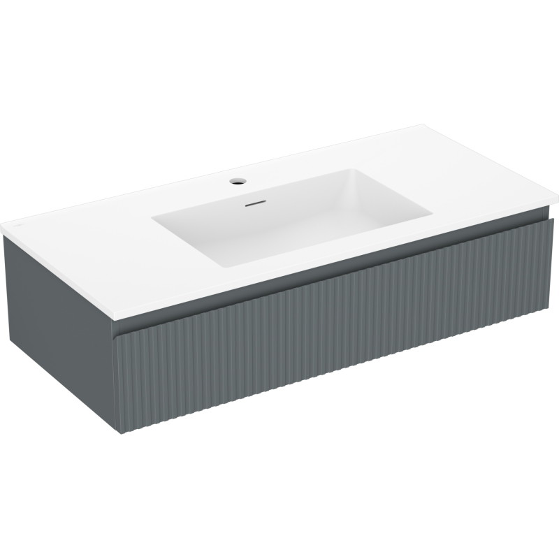 Mexen Rivel mobile da bagno 100 cm con lavandino Otis, 1 cassetto, scanalato, grafite opaco/bianco opaco