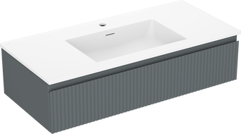 Mexen Rivel meuble de salle de bains 100 cm avec lavabo Otis, 1 tiroir, rainuré, graphite mat/blanc mat