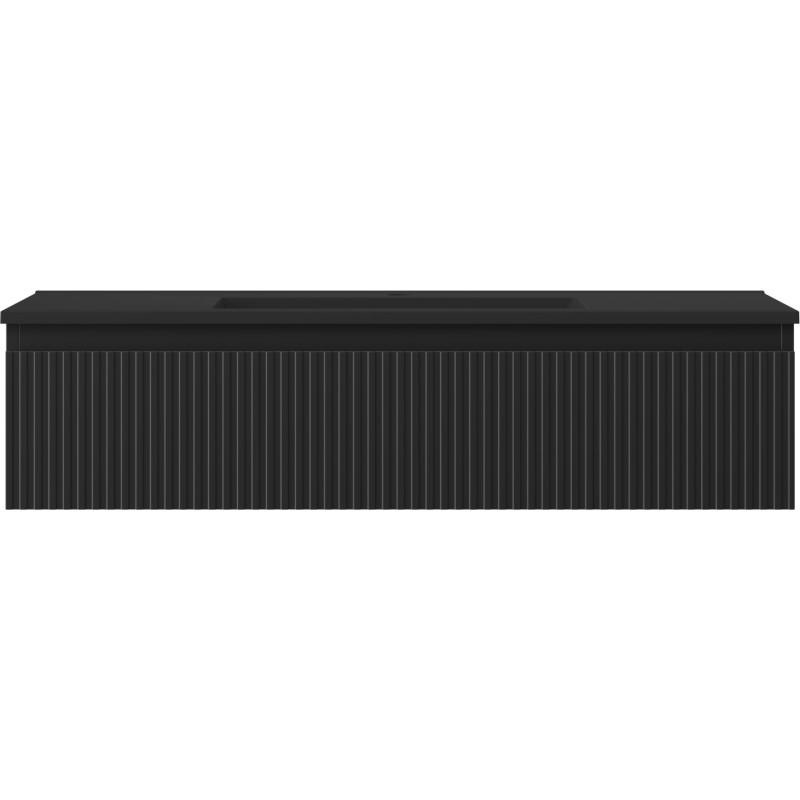 Mexen Rivel mobiletto da bagno 100 cm con lavabo Otis, 1 cassetto, scanalato, nero opaco - 91A20-10023-1-BF71-W18M71