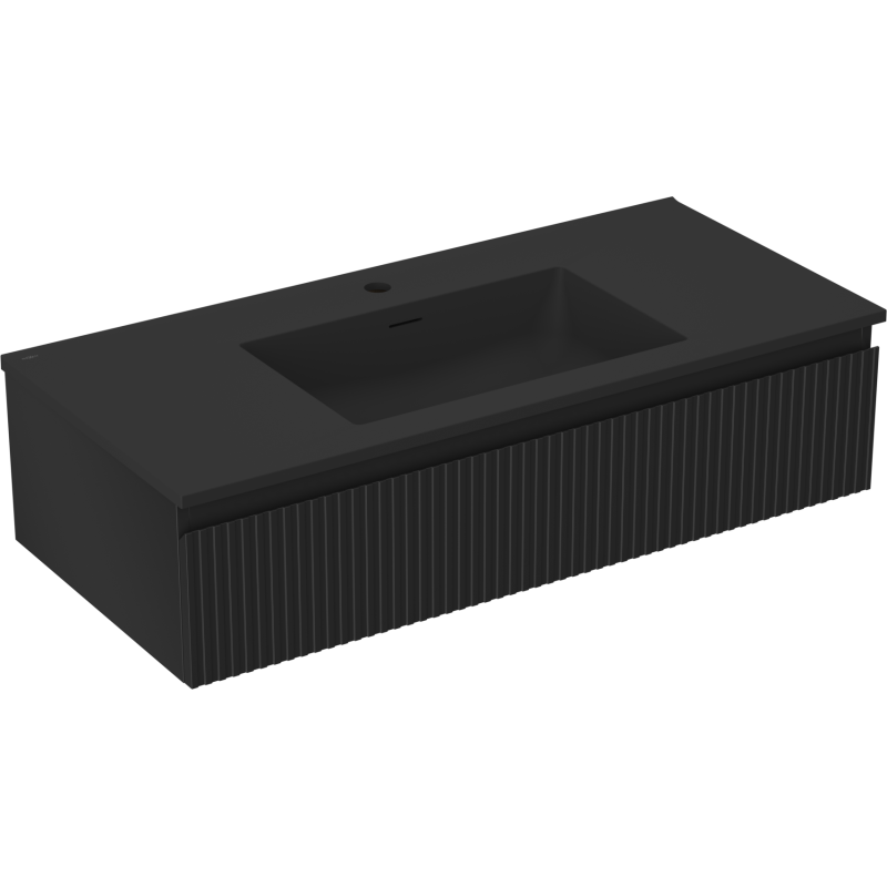 Mexen Rivel mobile da bagno 100 cm con lavabo Otis, 1 cassetto, scanalato, nero opaco - 91A20-10023-1-BF71-W18M71