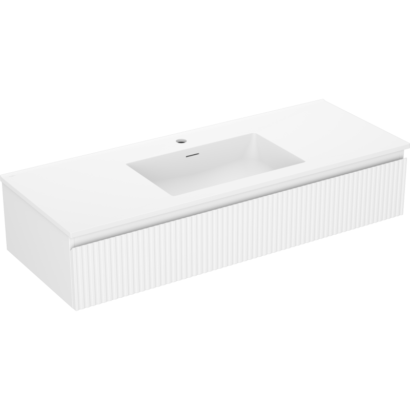 Mexen Rivel meuble de salle de bains 120 cm avec lavabo Otis, 1 tiroir, rainuré, blanc mat - 91A20-12023-1-BF01-W18M01