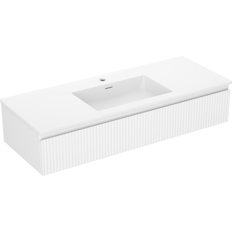 Mexen Rivel meuble de salle de bains 120 cm avec lavabo Otis, 1 tiroir, rainuré, blanc mat - 91A20-12023-1-BF01-W18M01