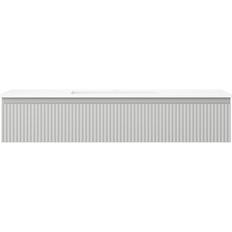 Mexen Rivel armoire de salle de bains 120 cm avec lavabo Otis, 1 tiroir, rainuré, gris mat/blanc mat