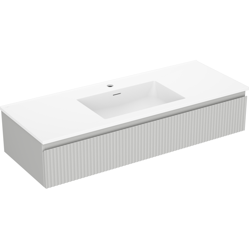 Mexen Rivel armário de casa de banho 120 cm com lavatório Otis, 1 gaveta, frisado, cinza matte/branco matte