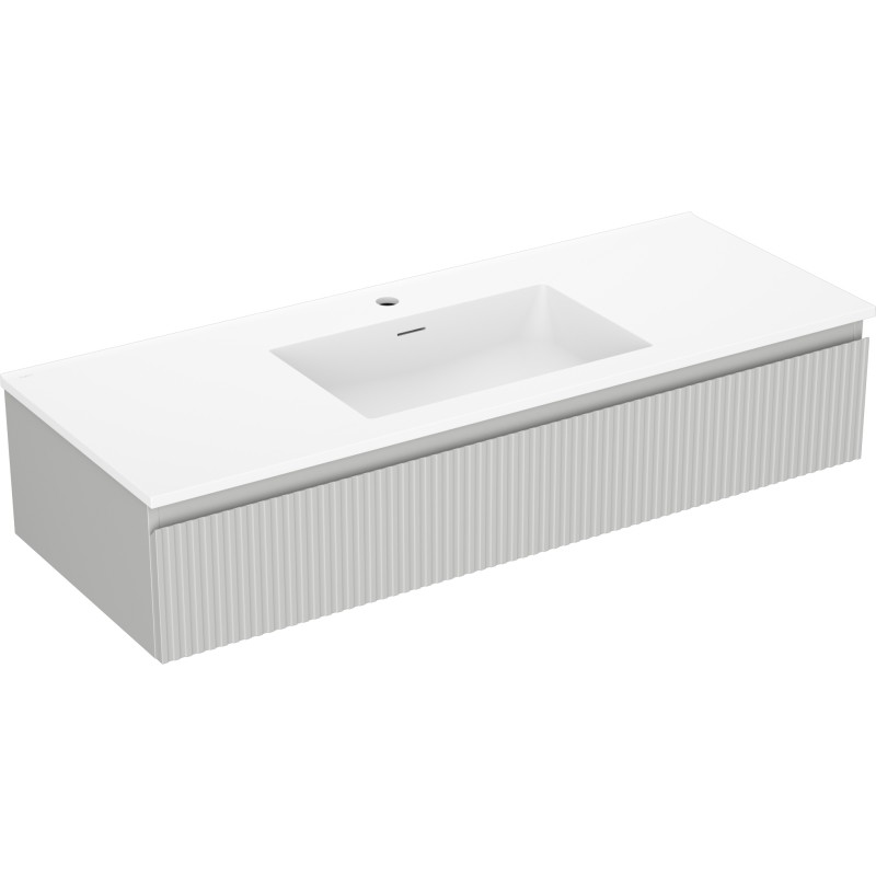 Mexen Rivel badkamerkast 120 cm met wastafel Otis, 1 lade, gegroefd, grijs mat/wit mat - 91A20-12023-1-BF62-W18M01