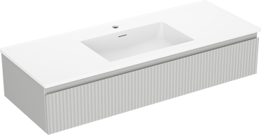 Mexen Rivel mobiletto da bagno 120 cm con lavabo Otis, 1 cassetto, scanalato, grigio opaco/bianco opaco