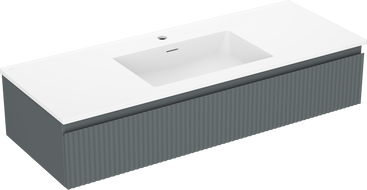 Mexen Rivel mueble de baño de 120 cm con lavabo Otis, 1 cajón, acanalado, grafito mate/blanco mate - 91A20-12023-1-BF66-W18M0
